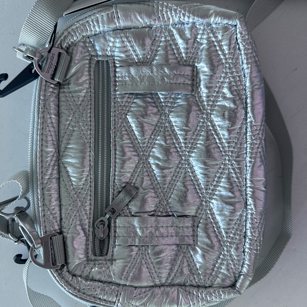 Baggallini Silver Quilted Mini Bag